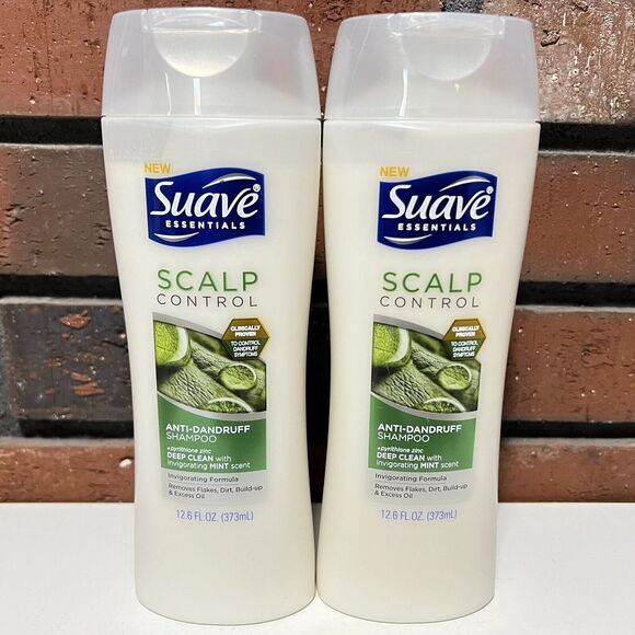 2 x Suave Essentials Scalp Control Anti-Dandruff Shampoo Mint Scent 12.6oz *9/24